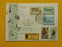 Ajánlott FDC 1968. Ausztria, Nemzetk. Légipostabélyeg Kiállítás IFA-WIEN, Bécs, egyéb bélyegekkel