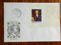 FDC 1982. Festmény (XX.) - Johann Wolfgang Goethe - blokkal