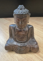 Fából faragott buddha ülő 21 cm magas 17 cm széles * 8 cm