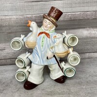 Retro Liba árus ital tartó porcelán dísz pálinkás poharakkal