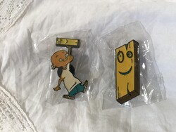 KITŰZŐ - 2 db - ED. EDD és TEDDY - 4 x 2 cm - TŰZZOMÁNC - FÉM - OSZTRÁK - HIBÁTLAN