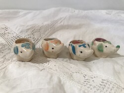 MINIATŰR - PORCELÁN - 4 db - ELEFÁNT - GYERTYATARTÓ - 4 x 2,5 x 2,5 cm - HIBÁTLAN