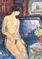 Göldner Tibor (1929- ): Akt, akvarell