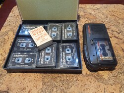 Retro olympus pearlcorder S928 microcassette diktafon újszerű kazettákkal működik kazetta walkman