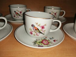 Hollóházi porcelán stiglinc madaras 6 személyes kávés csésze (7/K)