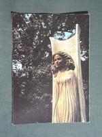 Képeslap,Tiszakürt,Arborétum,Vass Csaba és Nagy Kristóf faplasztikája látkép,részlet,1988-