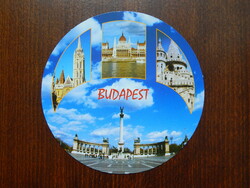 Kör alakú képeslap - Budapest, Parlament, Hősök tere, Halász b..., WIPA bélyegzés - átmérő kb. 15cm