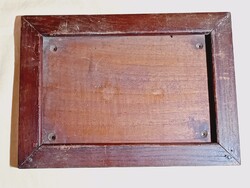 Régi fa cserélhető névtábla - információ - kép tartó keret vintage 27x19,5cm - 21x13,5cm