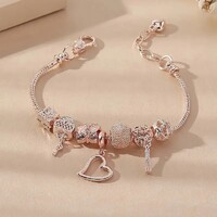 Charm Karkötő Rosegold DIY Medál S925 Divatos Elegáns Állítható Karkötő Új.
