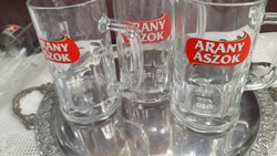 3 db Aranyászok 0.5 l-es korsó