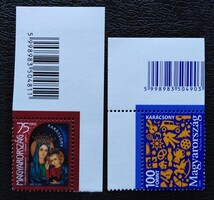 S5003-4kjfs / 2009 Karácsony bélyegsor postatiszta vonalkódos jobb felső ívsarki alapszín kifutással