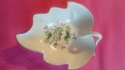 Hollóházi porcelán leveles ékszer tartó