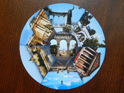 Kör alakú képeslap - Budapest, Parlament, Hősök tere, WIPA bélyegzés - átmérő kb. 15cm