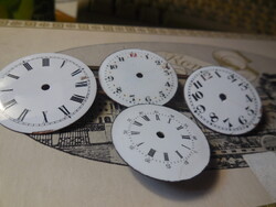 Karóra számlapok , zománc , 4 db ,   26,5 és 27,5 mm ,  alsók 30 és 28 mm