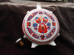 Hollóházi matyó mintával porcelán nagy  kulacs- 20 cm Eredeti dugóval