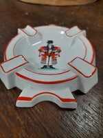 Ritka Herendi Népviseletes Pipázó Juhász,Kulacs Formájú Hamutál.13.5 cm.