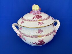 Herendi porcelán Apponyi mintás 12 személyes leveses tál