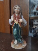 Régi Olasz,Italy Napoli,Neapel,Capodimonte Vándor Koldus Lány Porcelán Figurális Szobor.11 cm.