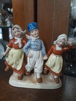 Ritka Német,Germany Lippelsdorf Bertram 1935-1949,Népviseletes Gyerekek Porcelán Figura 15.5 cm.