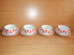 Alföldi porcelán Centrum Varia napocskás kétfüles leveses tálka, csésze 4 szem. szett alátéttel