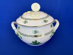 Herendi porcelán Apponyi mintás 12 személyes leveses tál