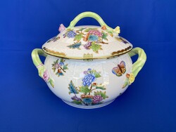 Herendi porcelán Viktória mintás 12 személyes leveses tál