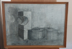 (K) Konstruktivista szénrajz 59x43 cm kerettel