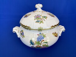 Herendi porcelán Viktória mintás 6 személyes leveses tál
