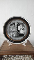 Szász Endre Hollóházi aranyozott porcelán tányér falitányér dísztányér 25,5cm