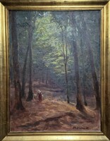 Steiner Antal  - Erdőben 80 x 60 cm olaj, vászon