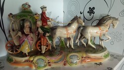 Lippelsdorf német porcelán Négylovas hintó