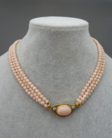 Korall collier 0.30 ct gyémántokkal 14 kt arany.Tanúsitvánnyal