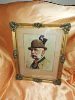 Ferenc József korabeli kasírozott falikép
