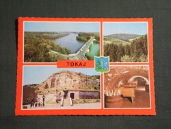 Képeslap,Tokaj,mozaik,Tisza Bodrog torkolata ,híd,Taverna pince borozó,utca látkép,részlet,1978-