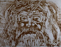 Váczy Jépont Tamás (1948-2008): SZISZIFUSZ (Önarckép)