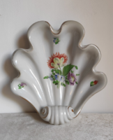 Kagyló formájú virág mintás vaskos antik  Herendi Tercia porcelán tal