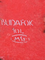 Budafoki,zsíros bödön,vindöl. Piros,zománcos. Fellelt állapotban.28 cm magas. Dekorációs tárgy. 10 l