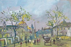 Bánfi - "Eltűnt kupolák nyomában..." 19.század - (olaj,karton 23×33 cm)