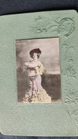 1905 FEDÁK SÁRI ZSAZSA PRIMADONNA SZINÉSZNŐ SZECESSZIÓS DOMBOR NYOMOTT EREDETI FOTÓ LAP