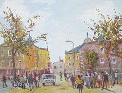 Bánfi - "Eltűnt kupolák nyomában..." Oktogon - (olaj,karton 33×43 cm)