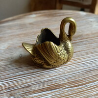 Pompás antik réz fogpiszkálótartó hattyú (6,5x5,5x4,5 cm)