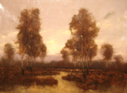 GARANTÁLTAN EREDETI VITÉZ  SASHEGYI KÁLMÁN / 1886-1940 / : MOCSRAS TÁJ GÓLYÁKKAL