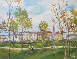 Bánfi - "Budai táj..."  - (olaj,karton 33×43 cm)