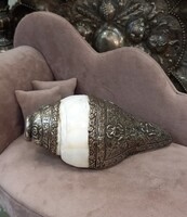 Antik Tibeti Tengericsiga Kürt Ezüst Díszítéssel