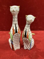 Hollóházi porcelán cica pár garden