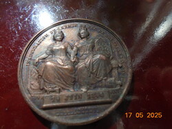 1846 Június 14 a Párizs-Brüsszel vasútvonal felavatása emlékére allegórikus érem