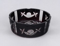 1V400 Old Burgundy Cut Glass Ashtray 13 cm