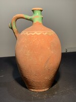 Régi arató korsó népi cserép 32 cm