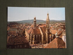 Képeslap,Sopron,Főtér,Kecske-templom látkép,részlet,1982-