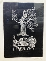 Würtz Ádám (1927-1994): Illusztráció - fametszet, papír, jelzett, 1960-as évek